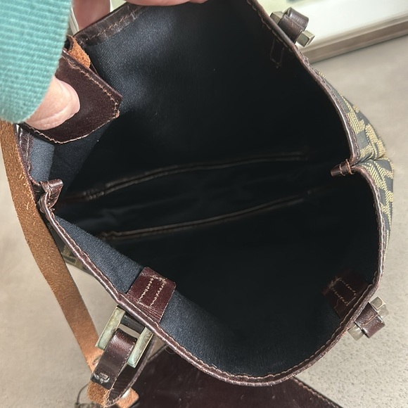 FENDI Zucca Canvas Tote Bag With Leather Pouch Vintage - Picture 9 of 13